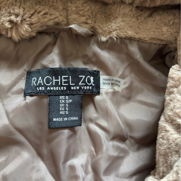 Rachel Zoe Teddy Jacket - Tan Size S Sleeveless Faux Fur - Picture 7 of 8
